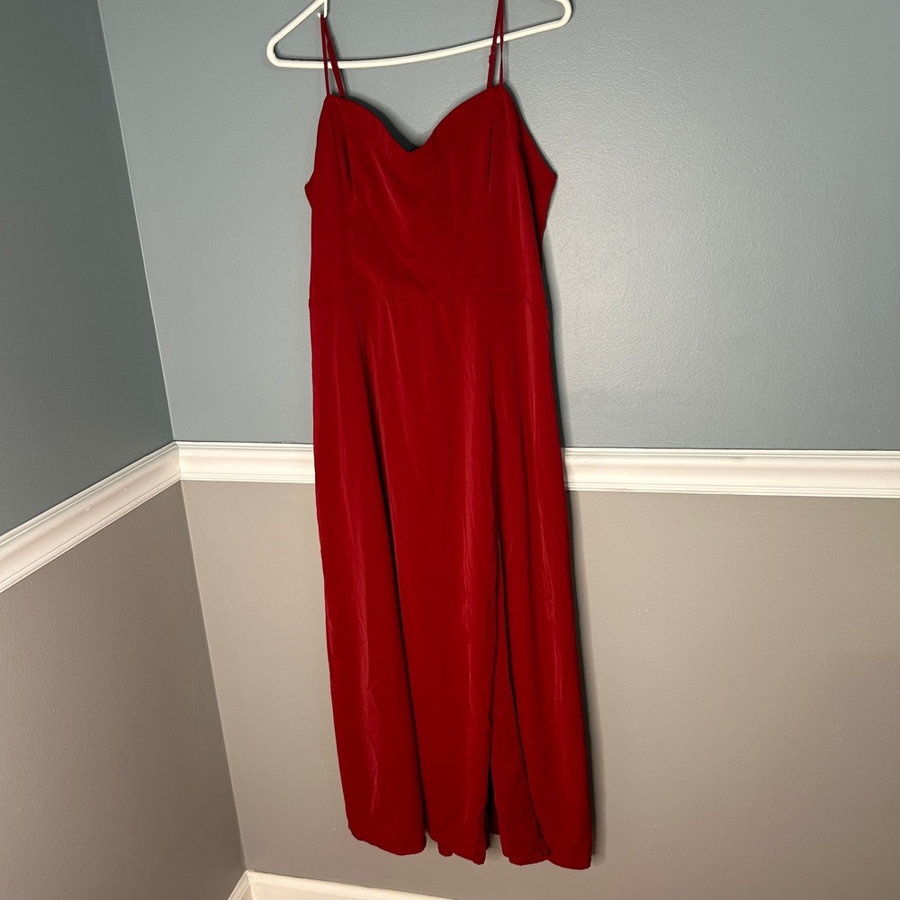 Abercrombie & Fitch Red Sweetheart Maxi Dress Side Slit Smocked Back LT